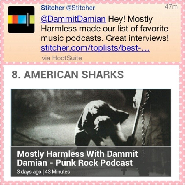 STITCHER names MOSTLY HARMLESS one of their favorite music podcast!