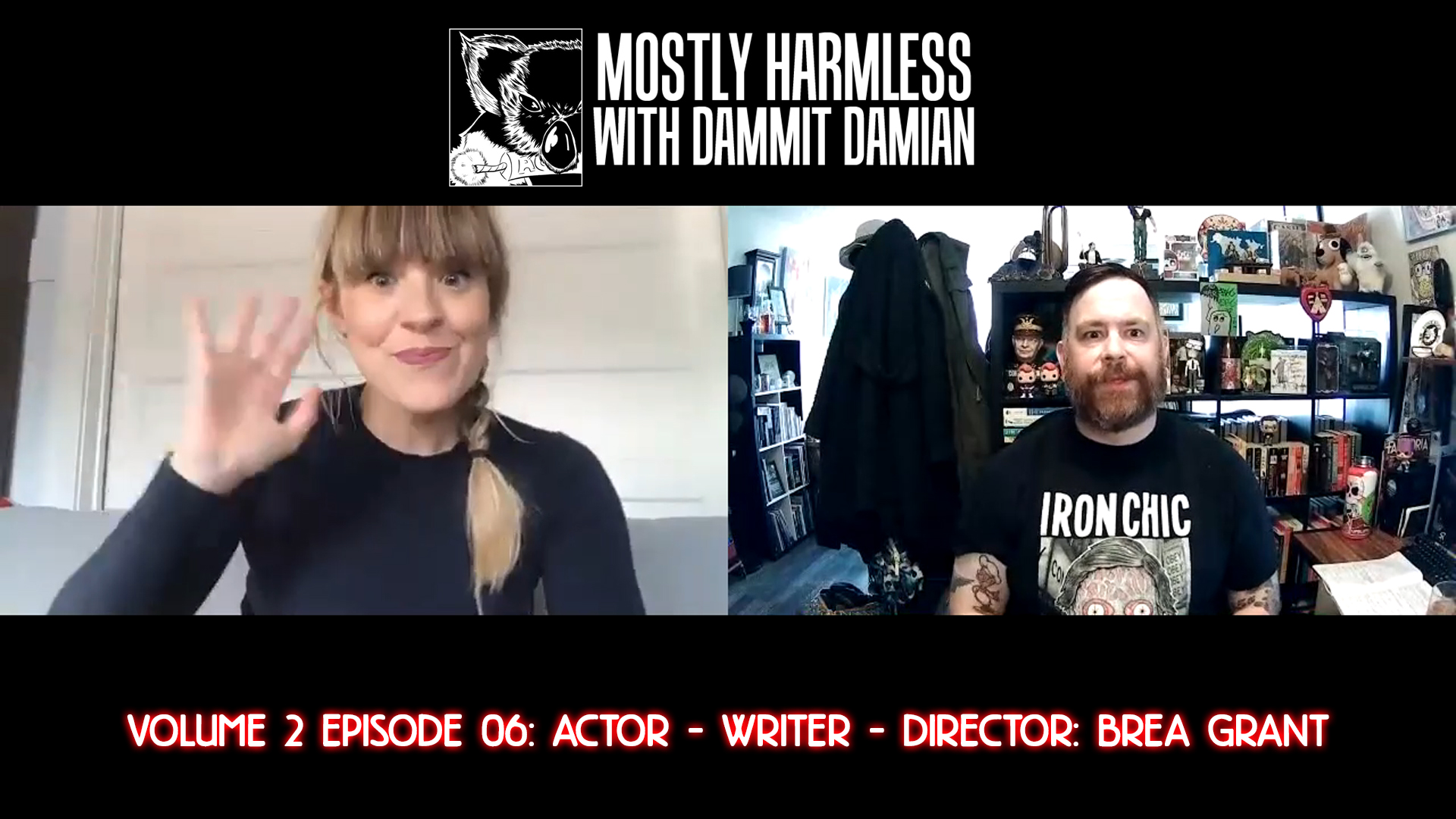 V2 E06 – Filmmaker BREA GRANT interview on her days as a punk rock Drummer, Directing her new film12 Hour Shift & more!